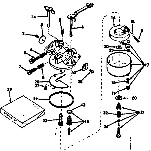Carburetor Diagram and Parts List for 143536052  Craftsman Engine