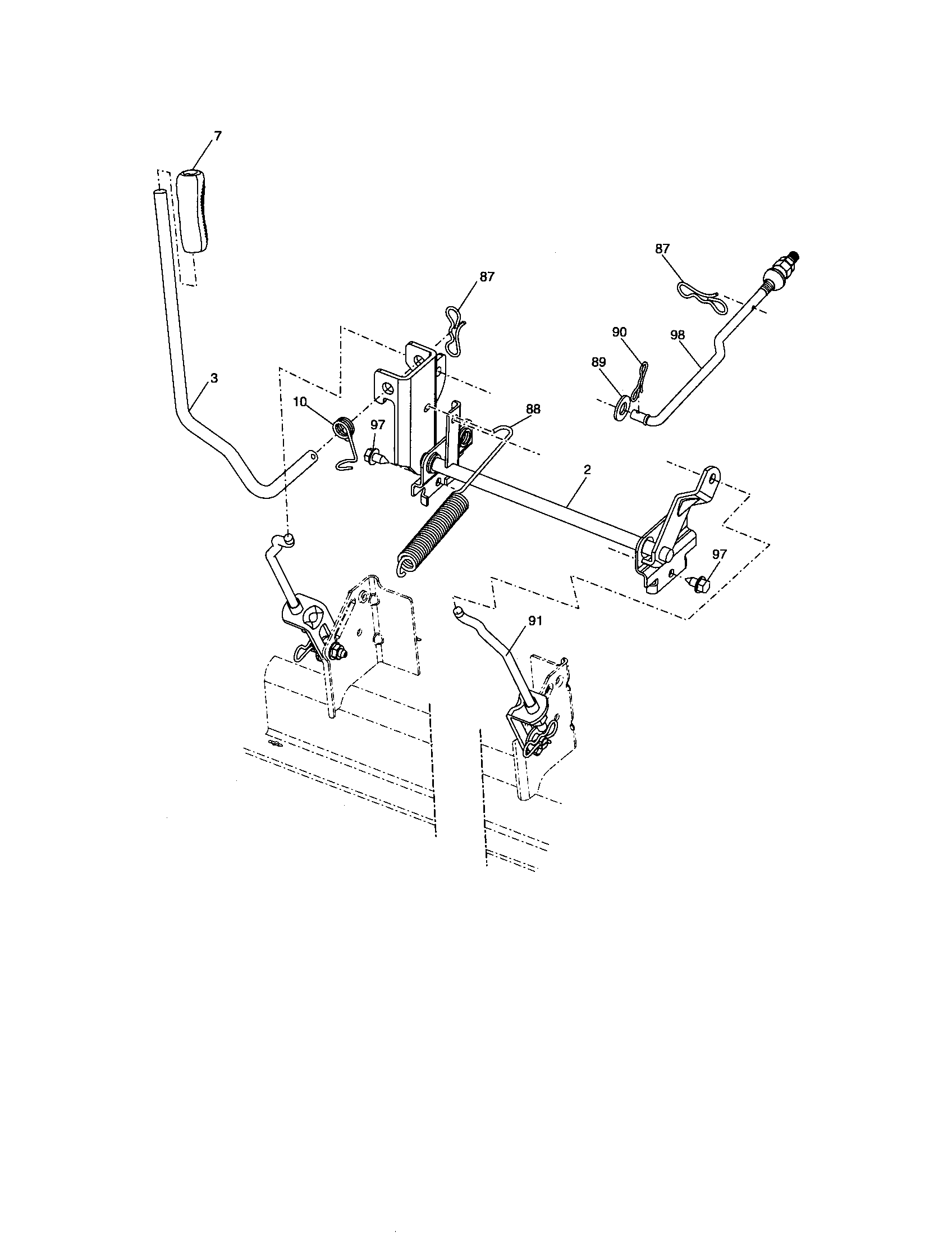 Lift Assembly Diagram and Parts List for 917276601  Craftsman Lawn Tractor