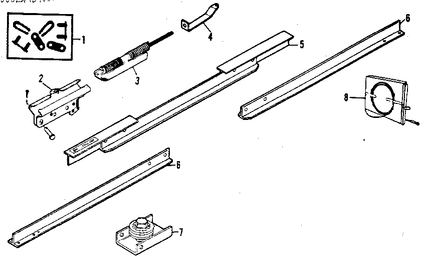 Rail Assembly Diagram and Parts List for 13953613  Craftsman Garage Door Opener