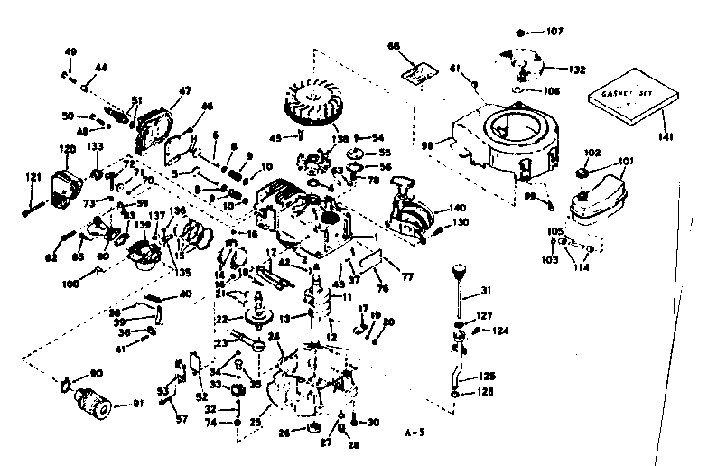 Basic Engine Diagram and Parts List for 143224302  Craftsman Engine