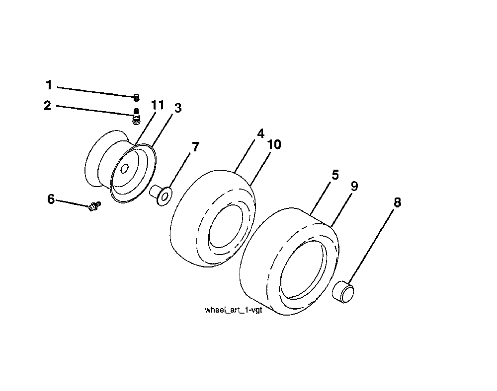 Wheels & tires Diagram and Parts List for 960420223  Craftsman Lawn Tractor