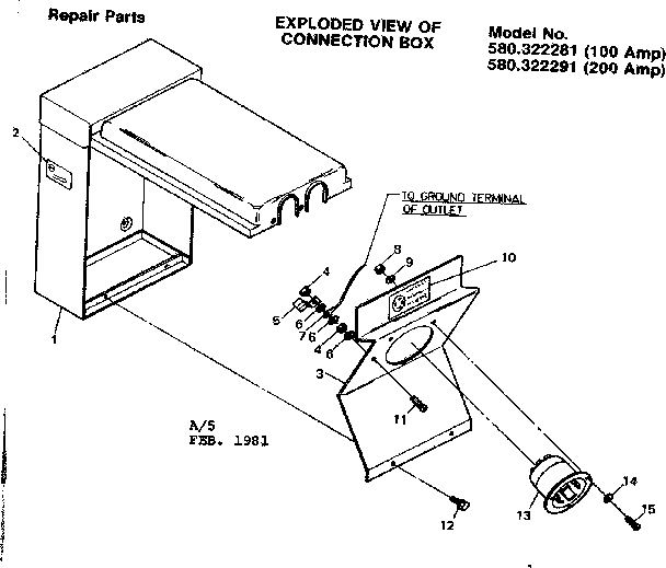 Connection Box Diagram and Parts List for 580322281  Craftsman Generator