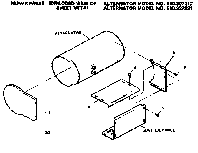 Sheet Metal Diagram and Parts List for 580327212  Craftsman Engine