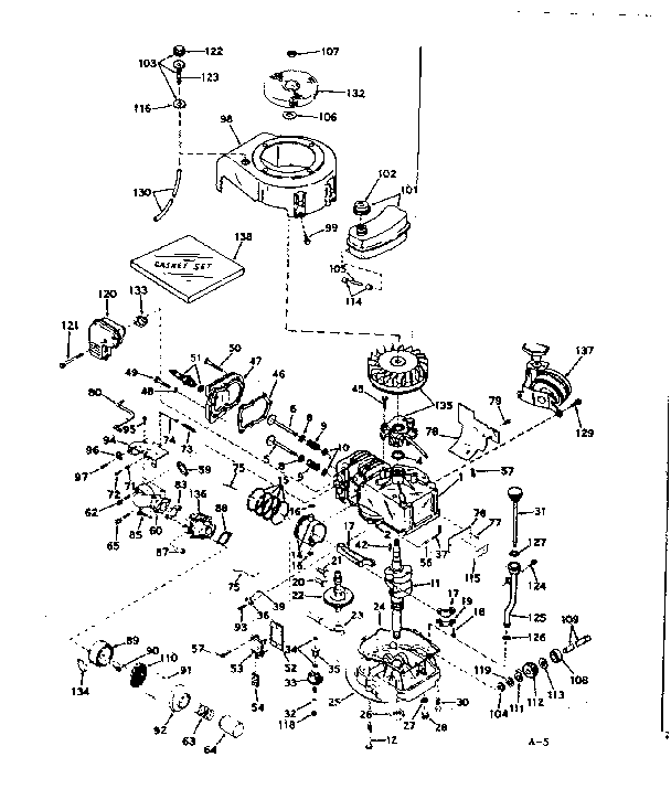 Basic Engine Diagram and Parts List for 143187062  Craftsman Engine
