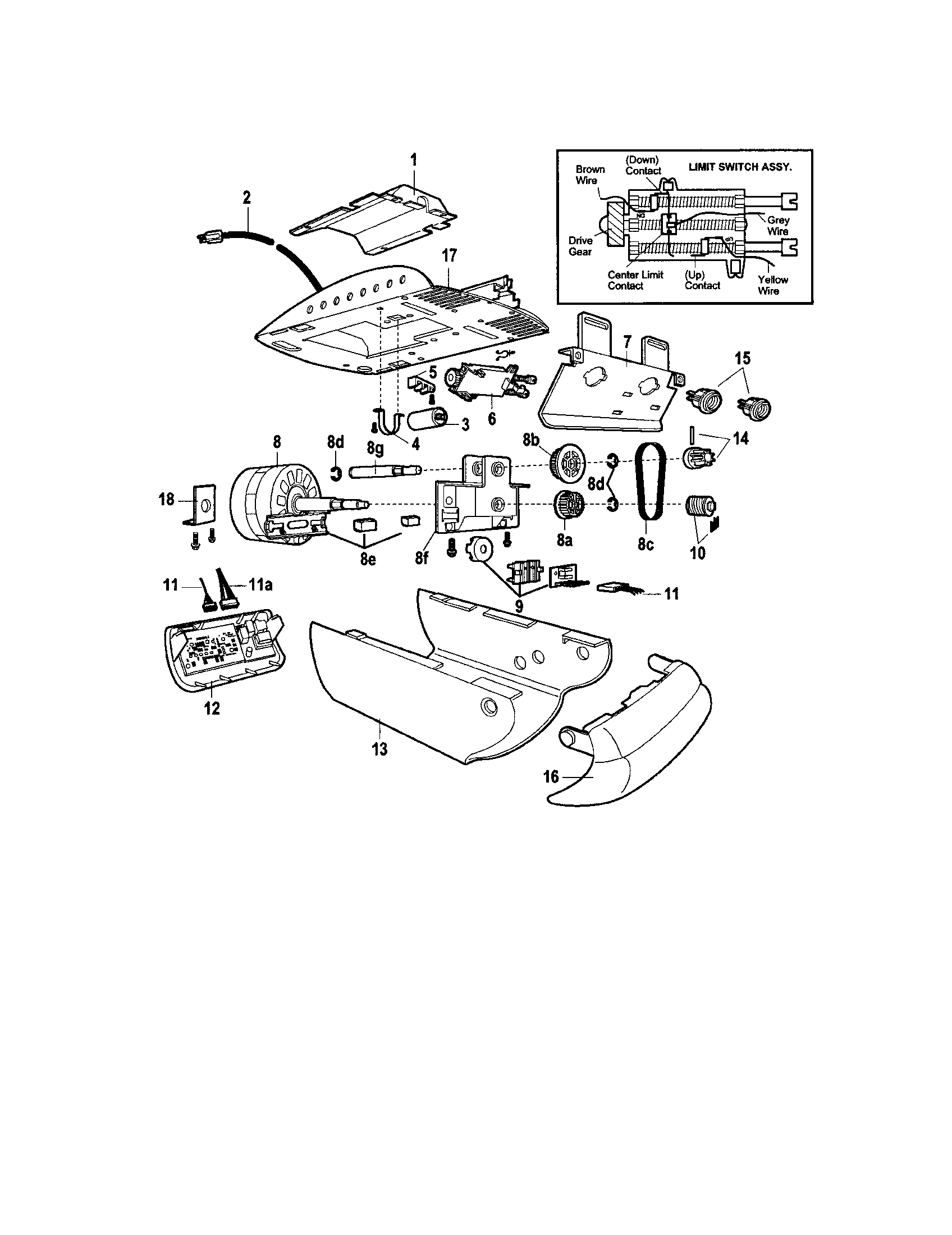 Motor Unit Assembly Parts Diagram and Parts List for 13953992  Craftsman Garage Door Opener