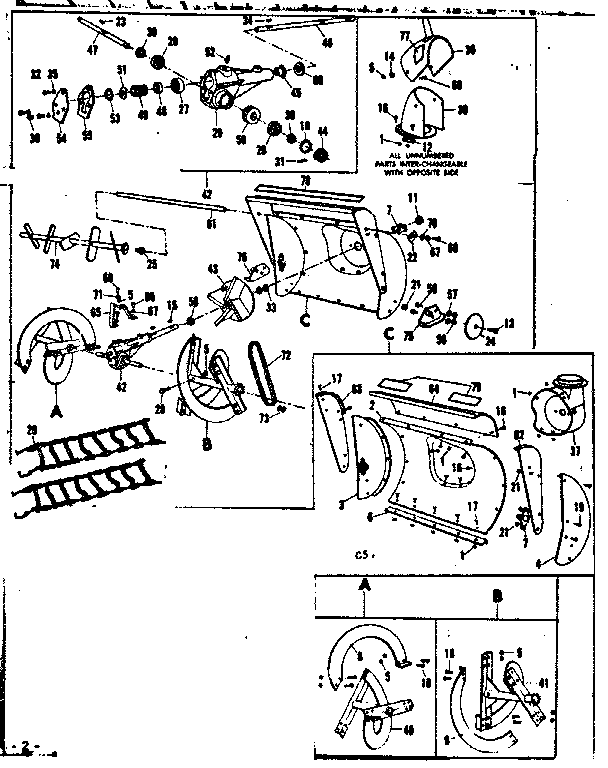 Auger Assembly Diagram and Parts List for 53682241  Craftsman Snow Blower
