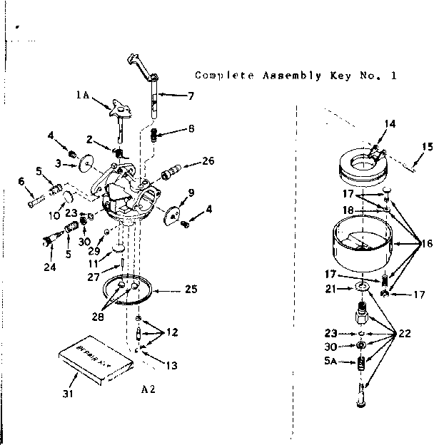 Carburetor Diagram and Parts List for 143756052  Craftsman Engine