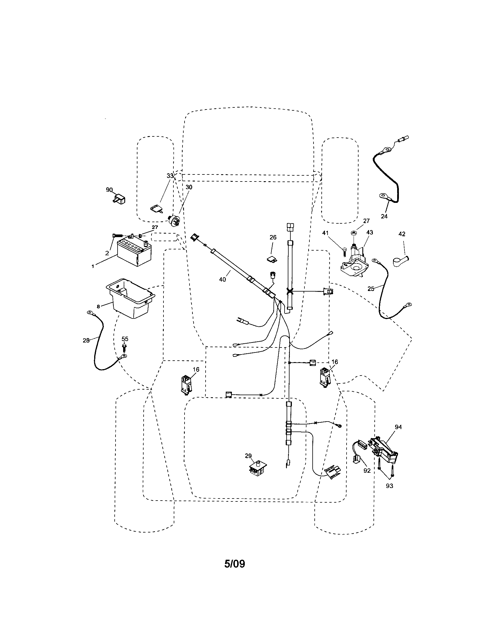 Electrical Diagram and Parts List for 917287013  Craftsman Lawn Tractor
