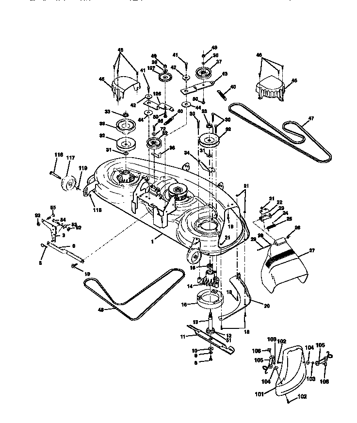 Mower Deck Diagram and Parts List for 917272021  Craftsman Lawn Tractor
