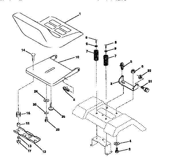 Seat Assembly Diagram and Parts List for 917258472  Craftsman Lawn Tractor