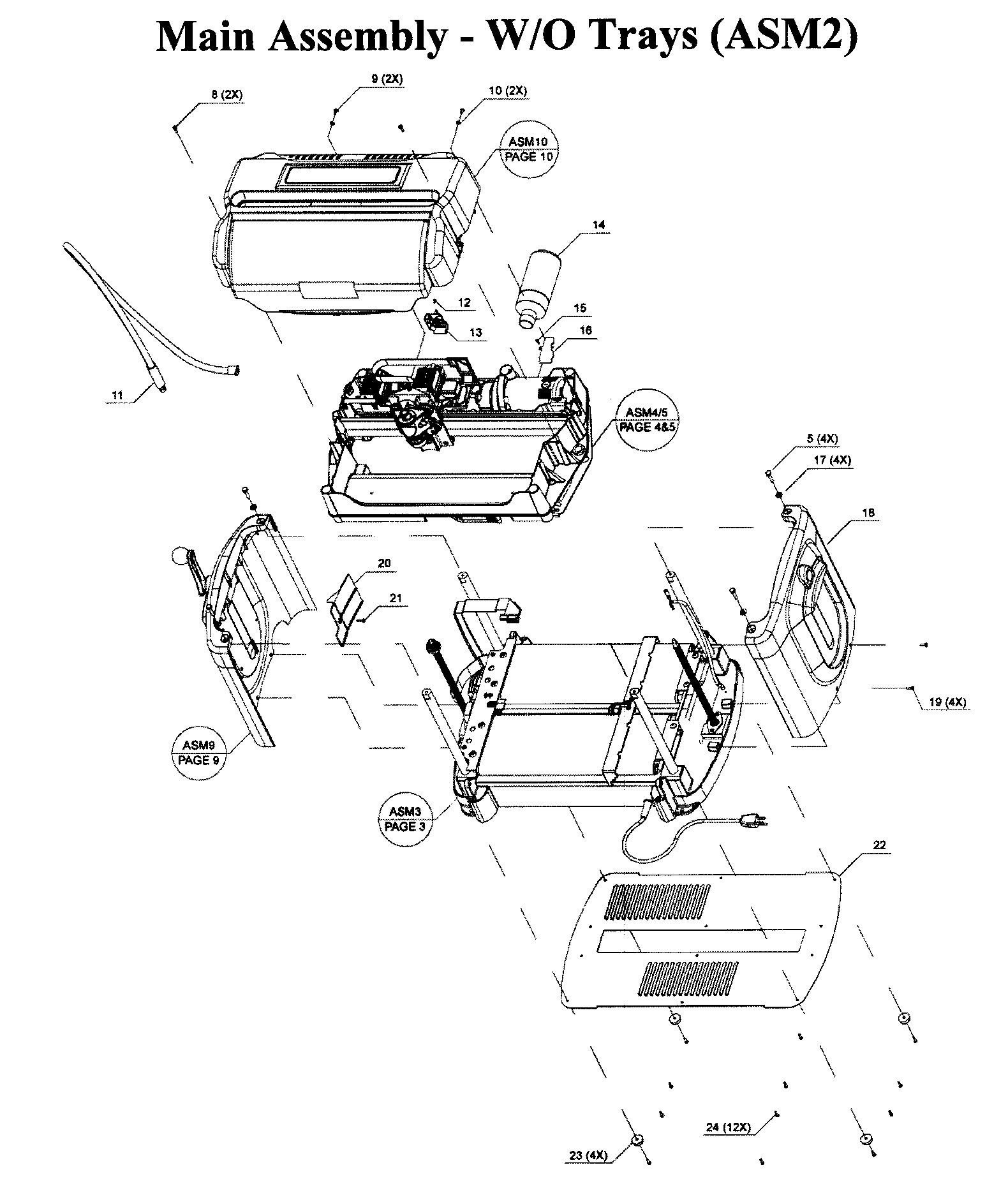 Main Asy 1 Diagram and Parts List for 183217540  Craftsman Planer Jointer