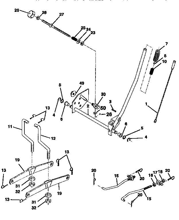 Mower Lift Diagram and Parts List for 917256662  Craftsman Lawn Tractor