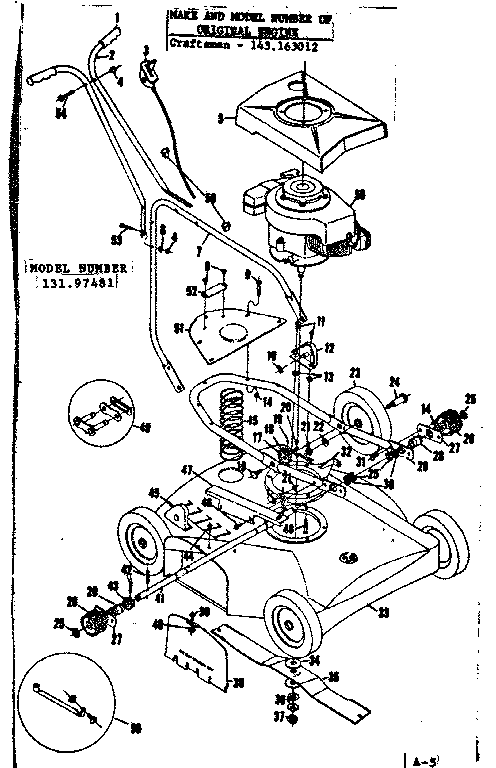 Replacement Parts Diagram and Parts List for 13197481  Craftsman Lawn Mower