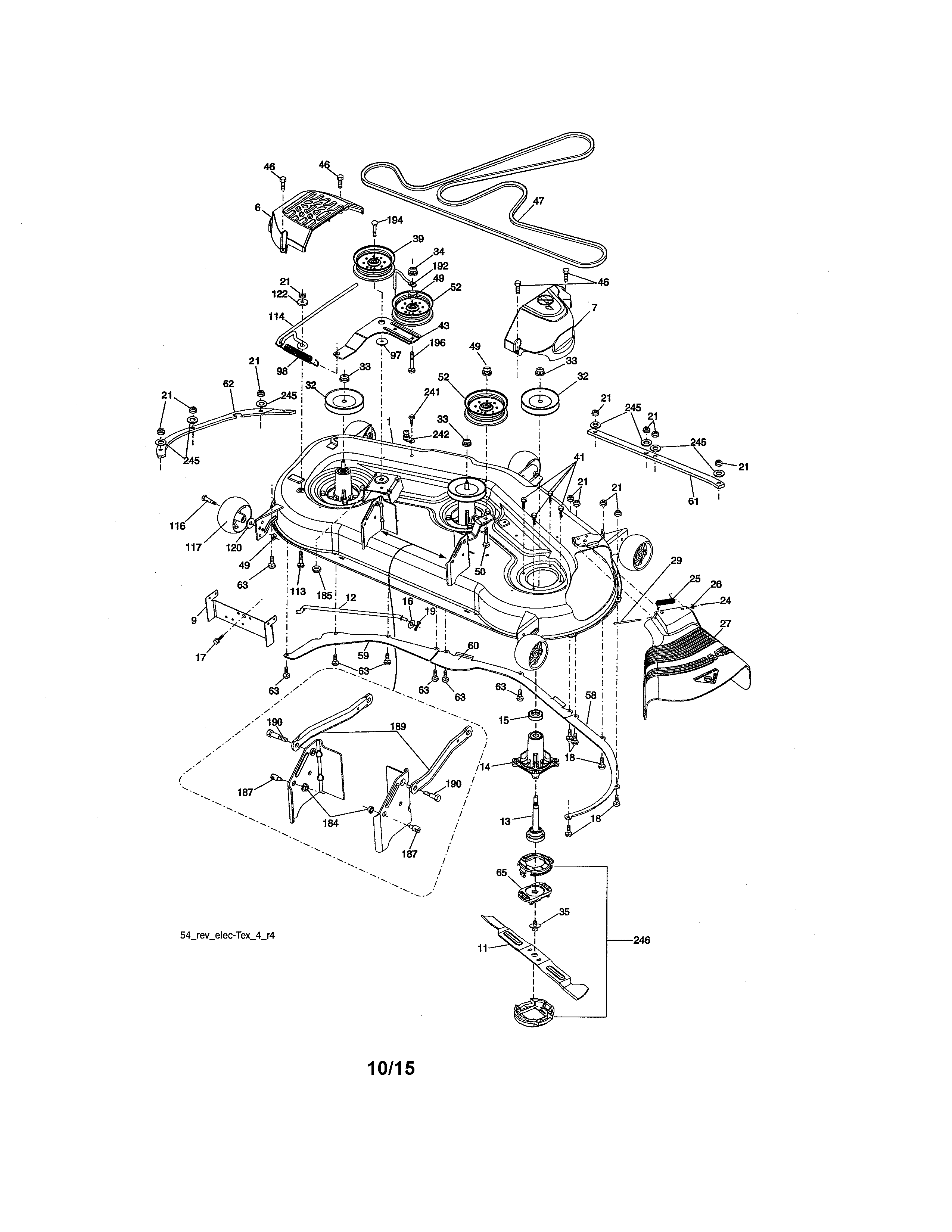 Mower Deck Diagram and Parts List for 917986431  Craftsman Lawn Tractor