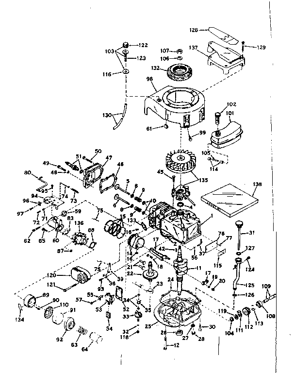 Basic Engine Diagram and Parts List for 143174012  Craftsman Engine