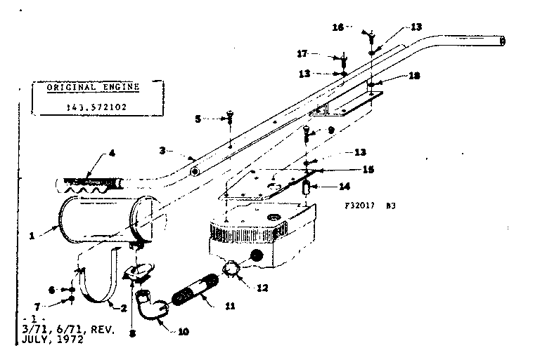 Muffler Assembly Diagram and Parts List for 580320174  Craftsman Engine