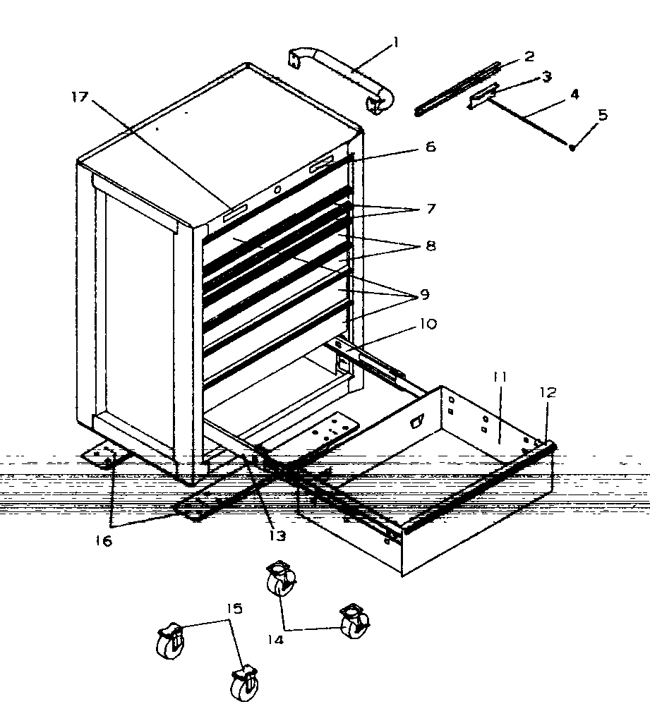 Chest Diagram and Parts List for 706619811  Craftsman Tool Stand & Cart