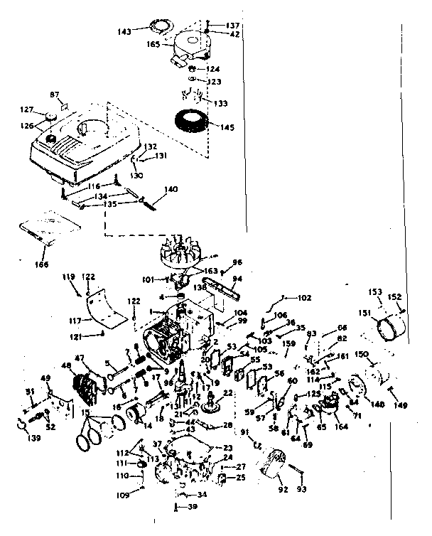 Basic Engine Diagram and Parts List for 143186012  Craftsman Engine