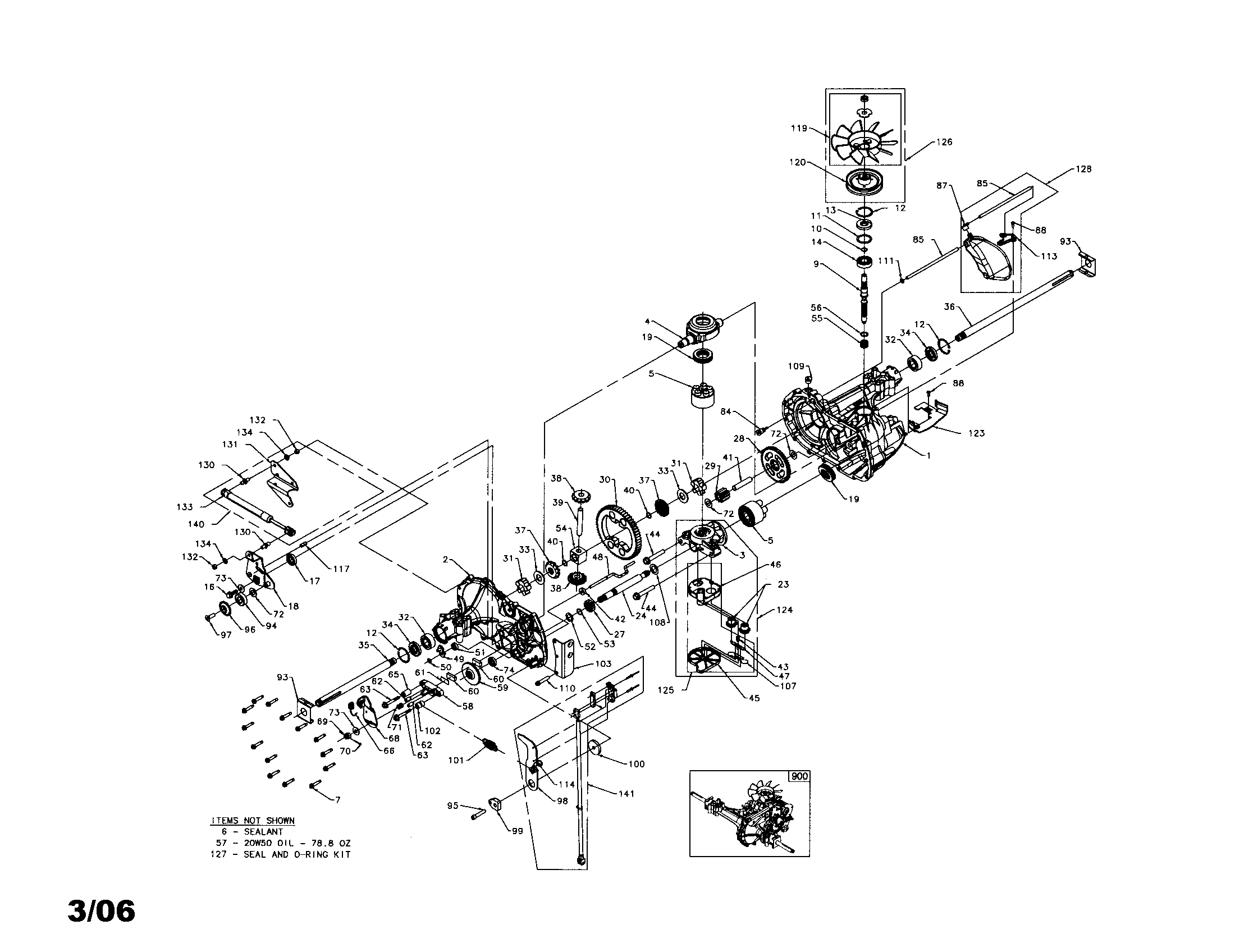 Transaxle Diagram and Parts List for 917276902  Craftsman Lawn Tractor