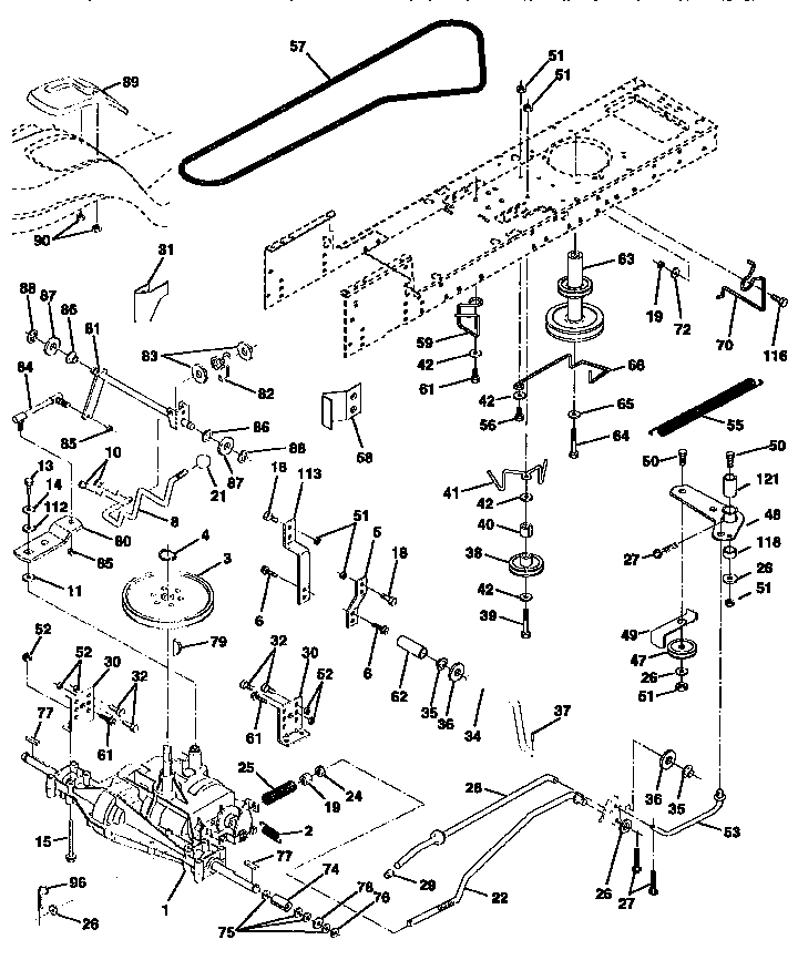 Drive Diagram and Parts List for 917259020  Craftsman Lawn Tractor