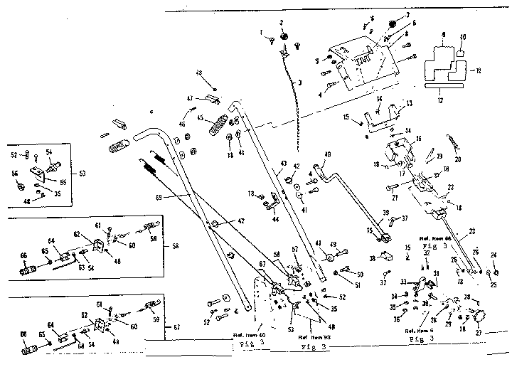 Handle Assembly Diagram and Parts List for 536906201  Craftsman Snow Blower