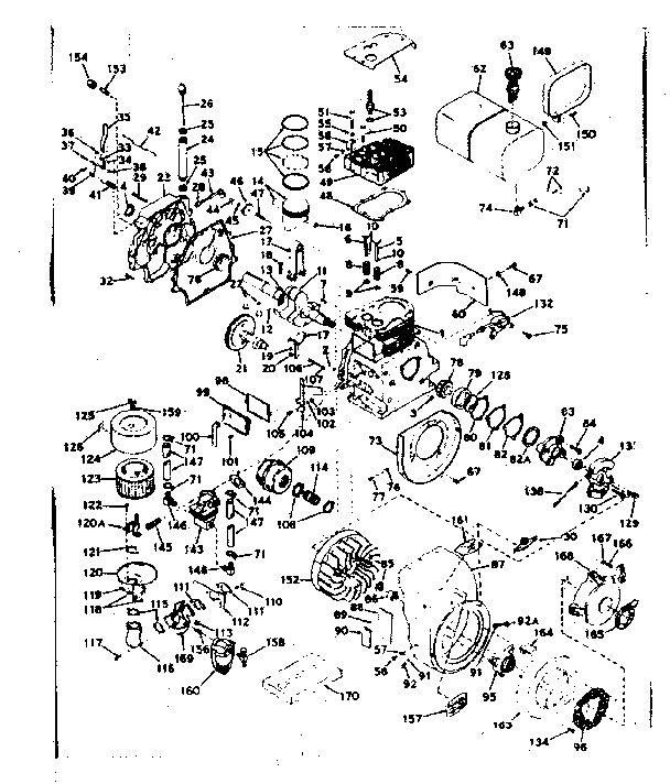 Basic Engine Diagram and Parts List for 143582042  Craftsman Engine