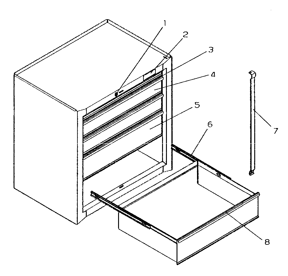 Drawer Diagram and Parts List for 706597351  Craftsman Tool Stand & Cart