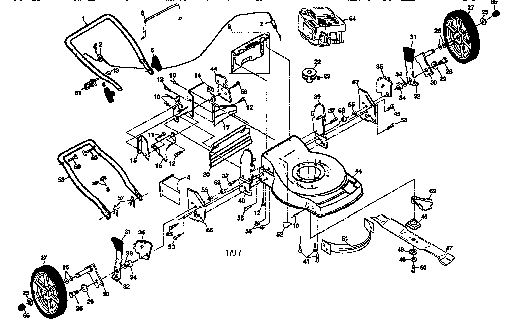 Main Frame Diagram and Parts List for 917377270  Craftsman Lawn Mower