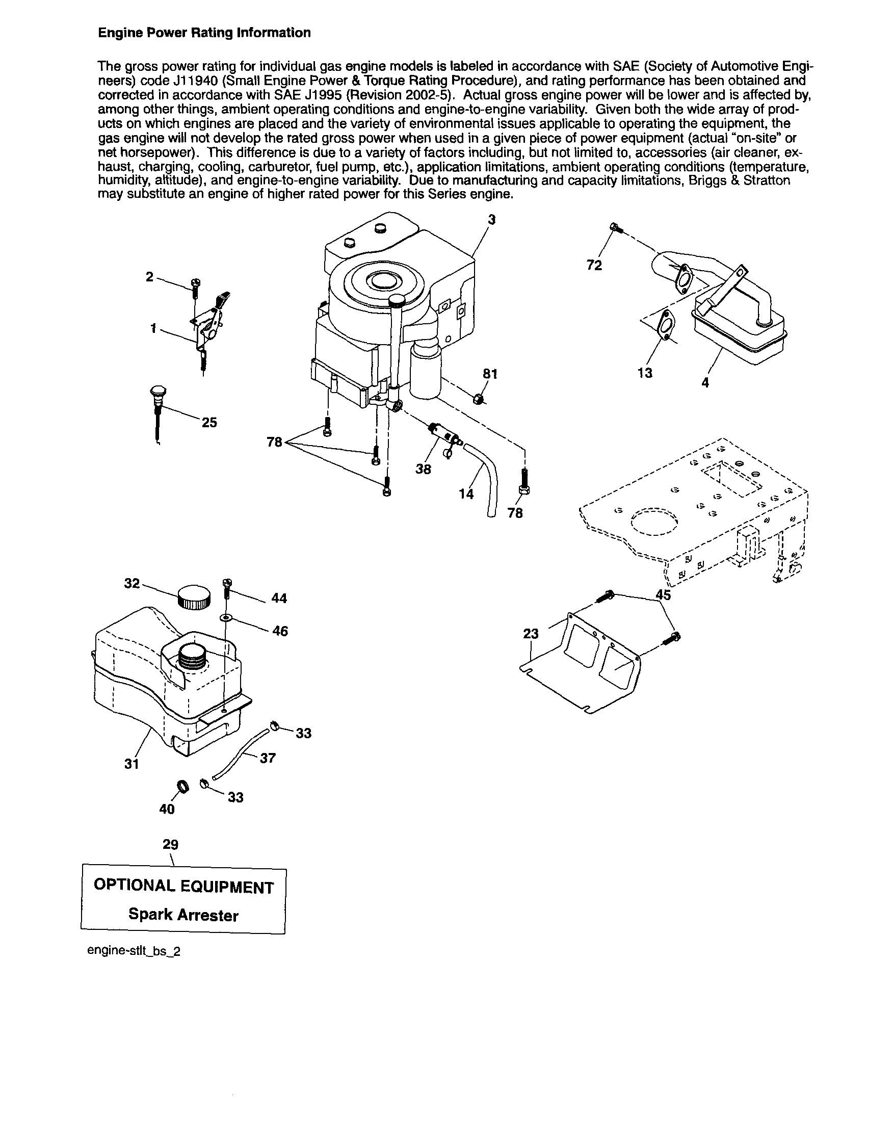 Engine Diagram and Parts List for 917253201  Craftsman Lawn Tractor