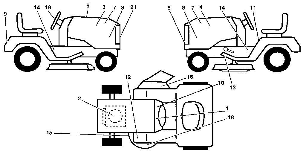 Decals Diagram and Parts List for 917255470  Craftsman Lawn Tractor