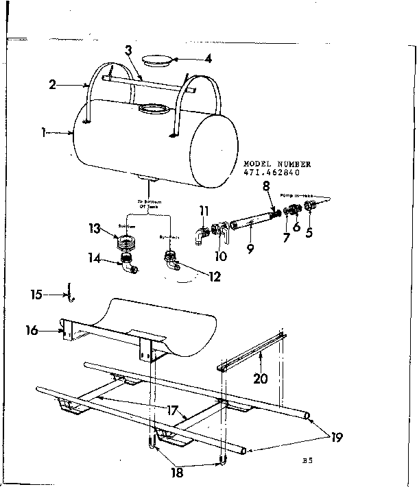 150 Gallon Tank Diagram and Parts List for 471462840  Craftsman Pressure Washer