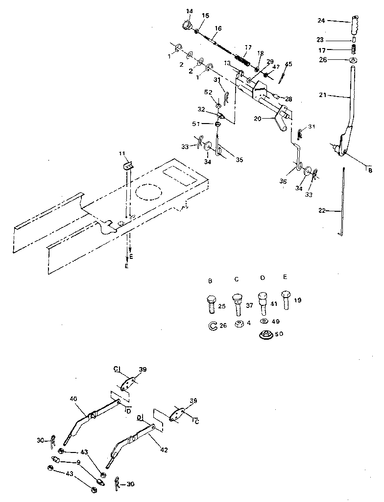 Lift Adjustment Diagram and Parts List for 917254660  Craftsman Lawn Tractor