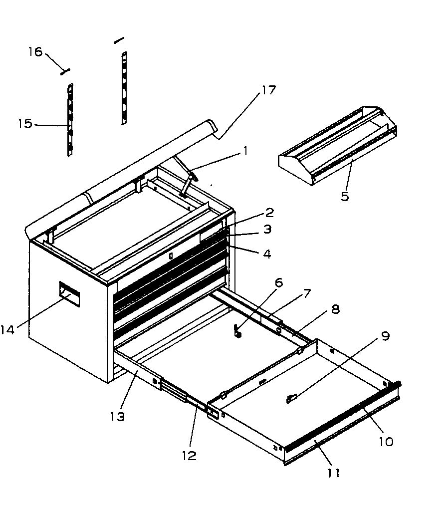 Chest Diagram and Parts List for 706659141  Craftsman Tool Stand & Cart