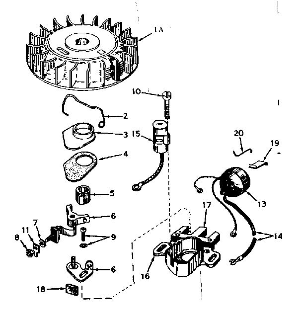 Magneto Diagram and Parts List for 143574032  Craftsman Engine