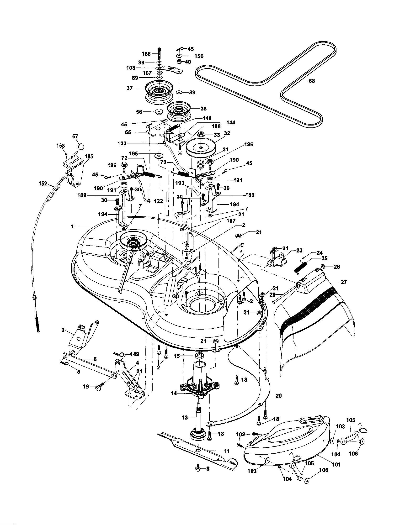 Mower Deck Diagram and Parts List for 917256330  Craftsman Lawn Tractor