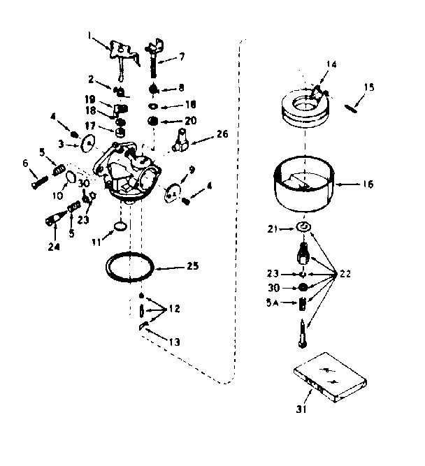 Carburetor Diagram and Parts List for 143286132  Craftsman Engine