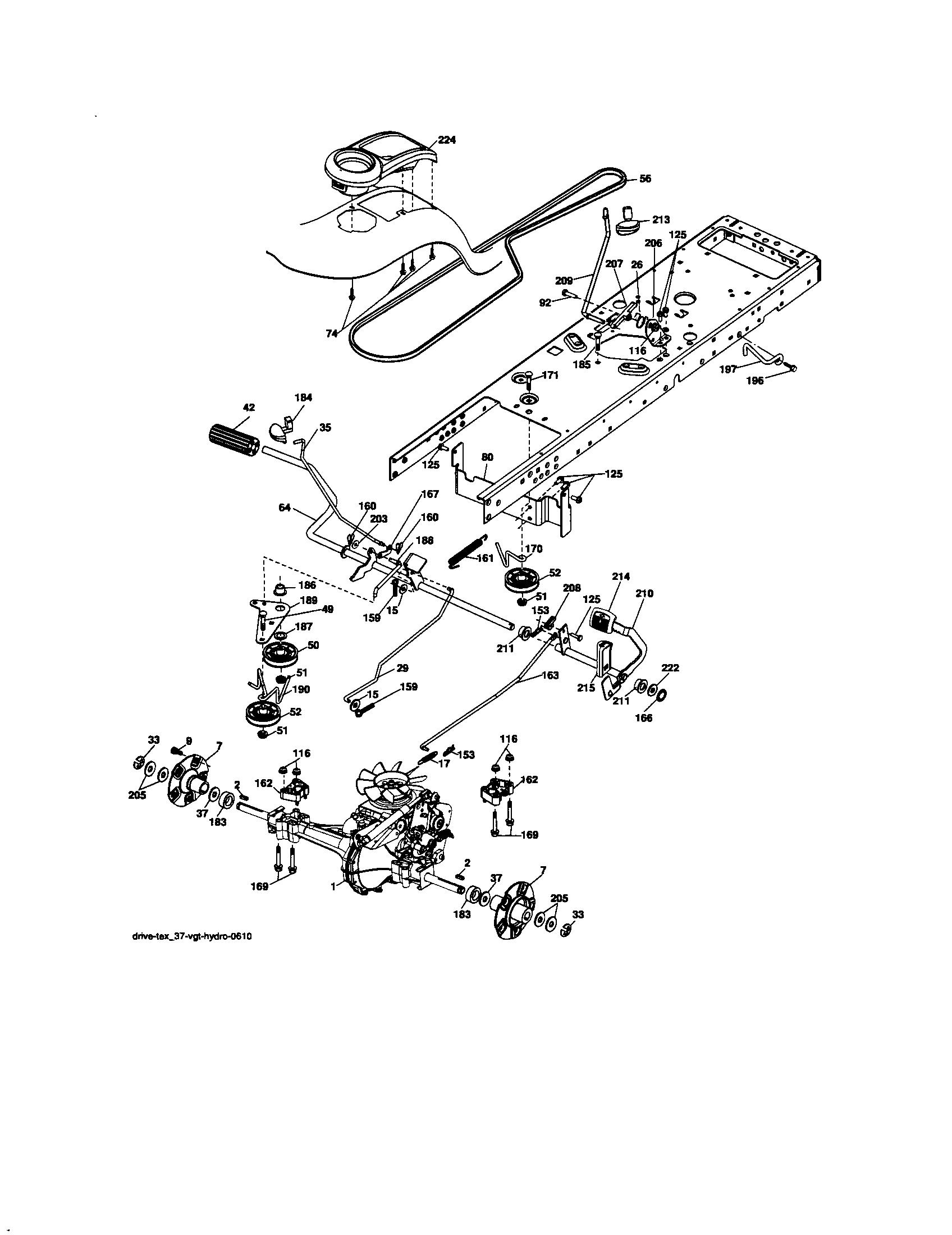 Ground Drive Diagram and Parts List for 917276845  Craftsman Lawn Tractor