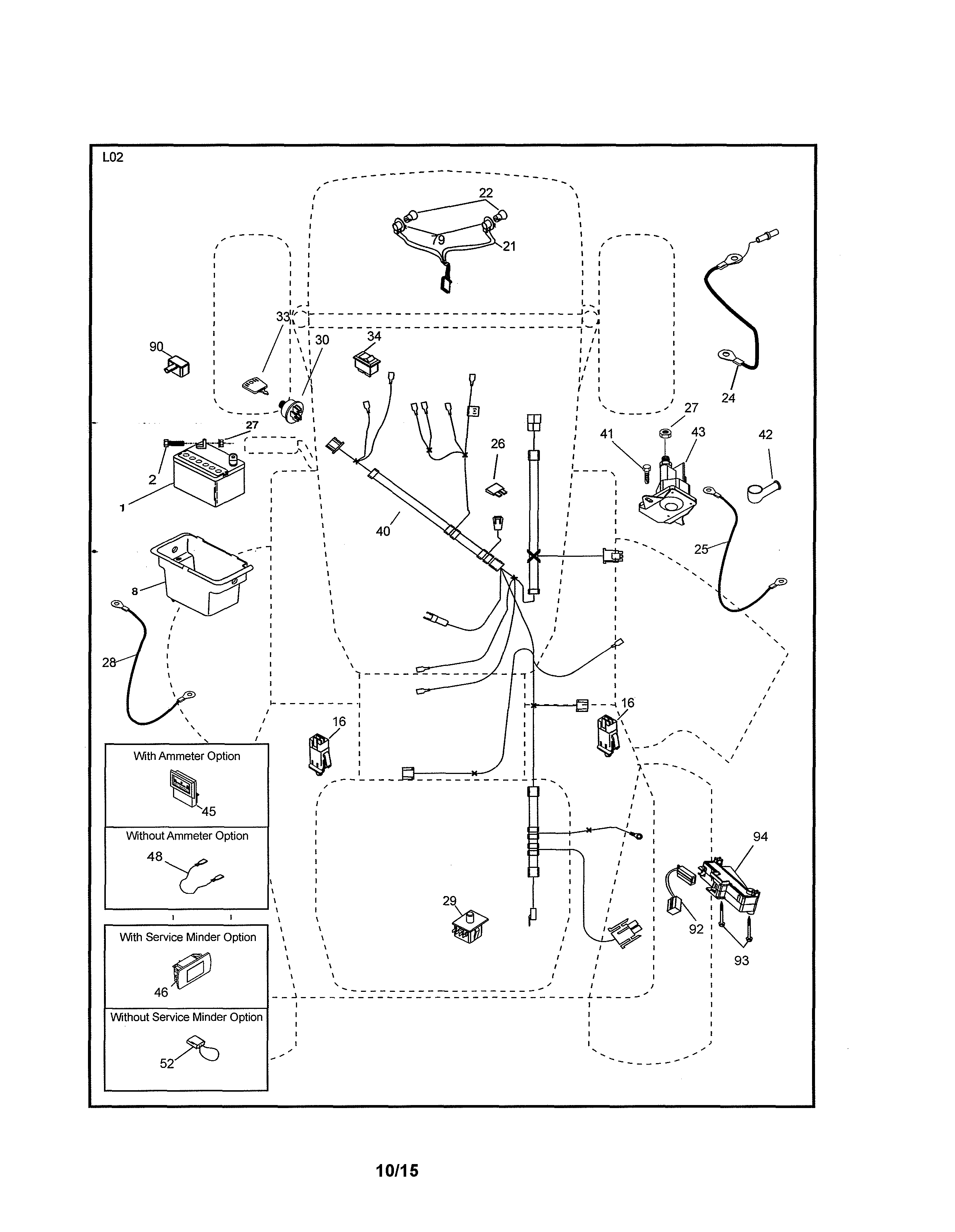 Electrical Diagram and Parts List for 917986130  Craftsman Lawn Tractor