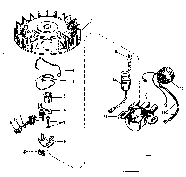 Magneto Diagram and Parts List for 143524061  Craftsman Engine