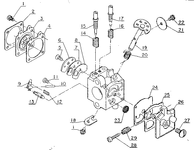 Carburetor Assembly Diagram and Parts List for 271281611  Craftsman Trimmer