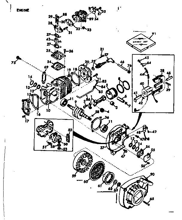 Engine Breakdown Diagram and Parts List for 917352133  Craftsman Chainsaw