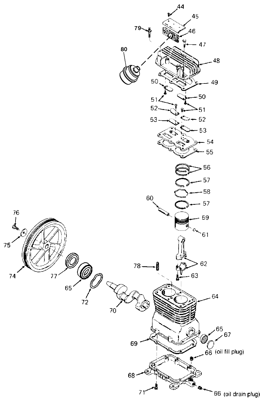 PUMP Diagram and Parts List for 919-18416 Type 1 Craftsman Compressor