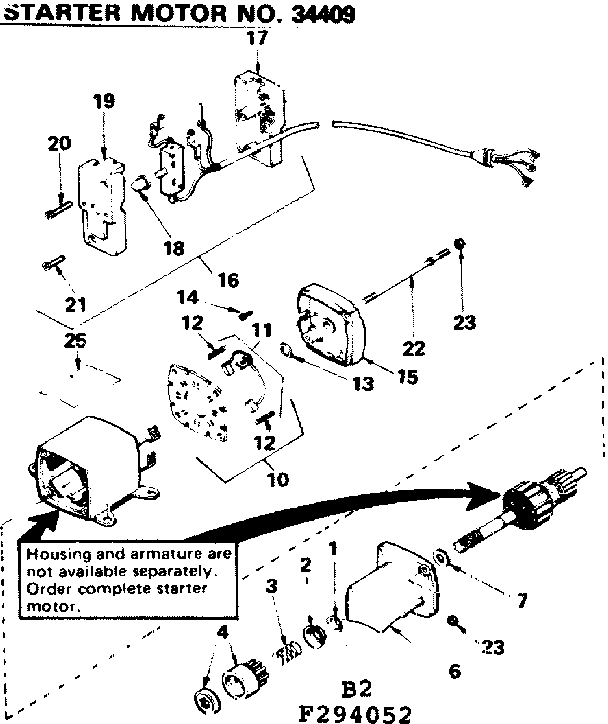 Starter Motor Diagram and Parts List for 143294052  Craftsman Engine
