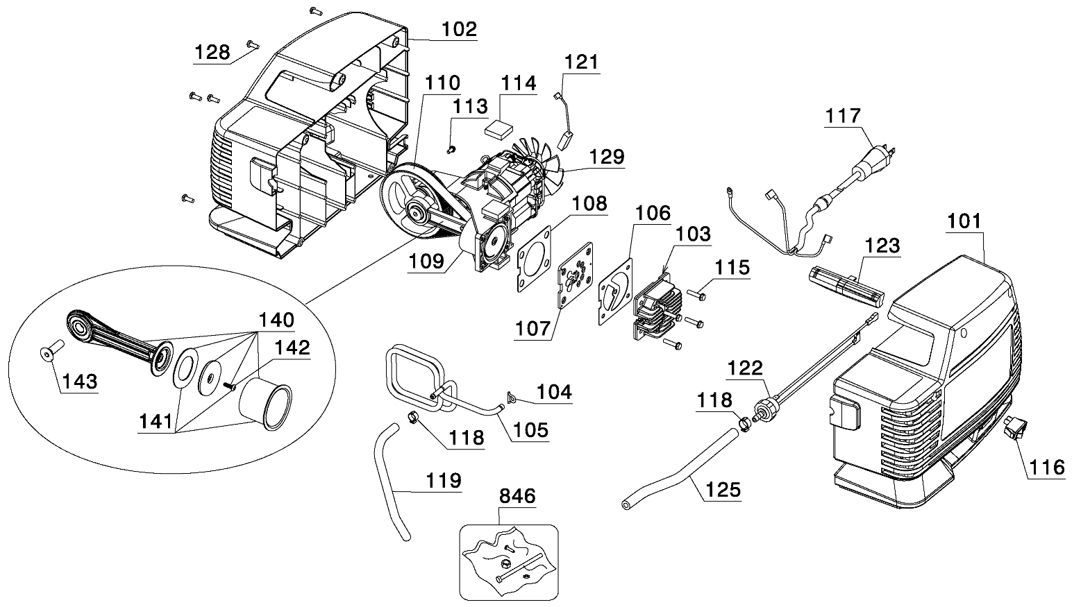 PUMP Diagram and Parts List for 919-16724 Type 4 Craftsman Compressor