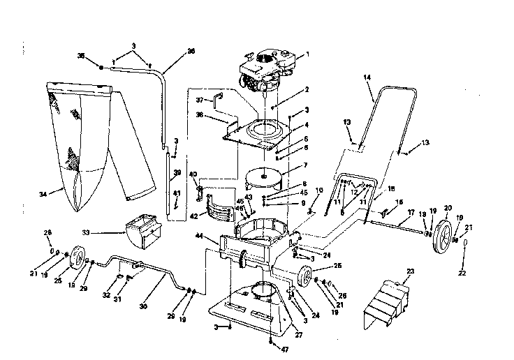 Replacement Parts Diagram and Parts List for 11379900  Craftsman Chipper Shredder