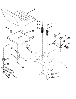 Seat Assembly Diagram and Parts List for 917256810  Craftsman Lawn Tractor