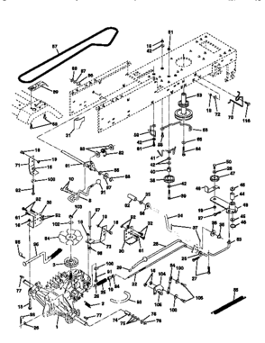 Drive Diagram and Parts List for 917256571  Craftsman Lawn Tractor