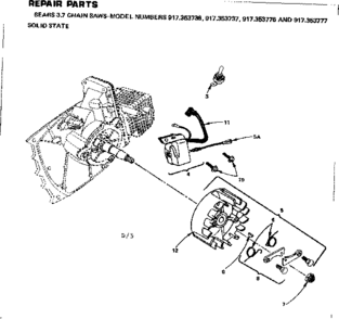Solid State Diagram and Parts List for 917353737  Craftsman Chainsaw