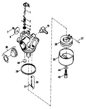 Carburetor Diagram and Parts List for 247384281  Craftsman Lawn Mower