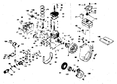 Basic Engine Diagram and Parts List for 143631082  Craftsman Engine